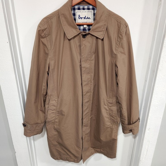 Boden Mens Trench Coat, Dark Tan, Lined, Medium, Lots Of Pockets, Spring, Fall - Picture 1 of 9